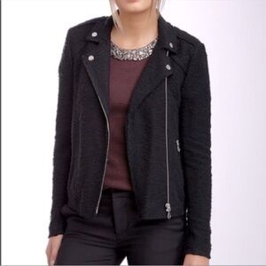 Rebecca Taylor Black Boucle Tweed Moto Jacket size 8